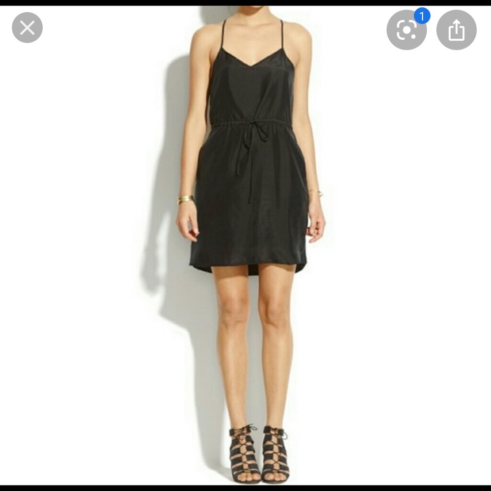 Madewell black silk daybreak dress